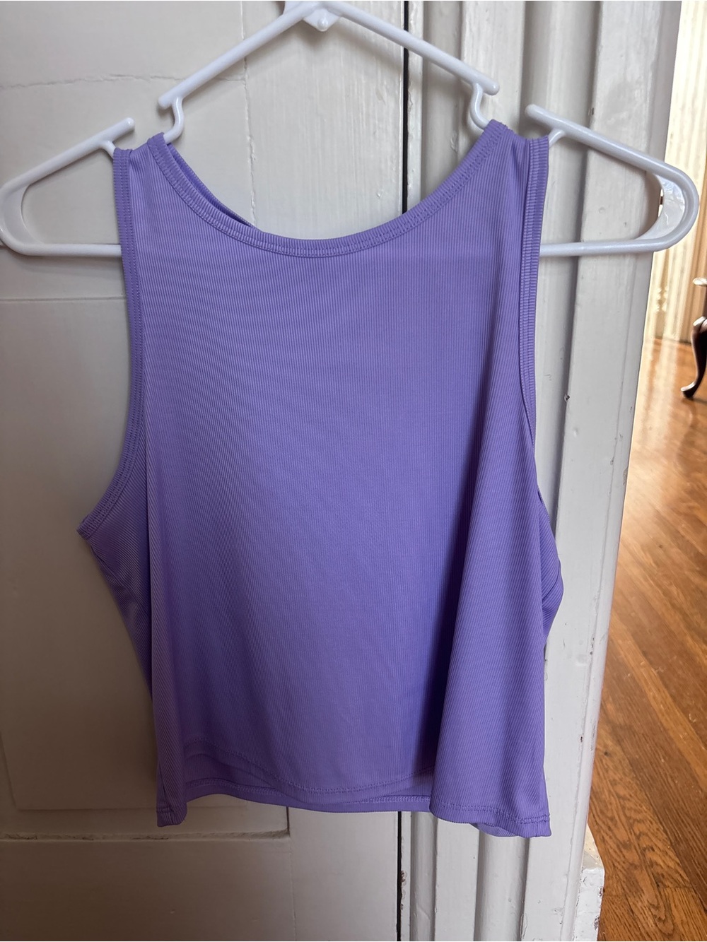Kyodan Purple Ribbed Crop Tank Top - Women